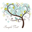 stylized love tree made of hearts with two birds
