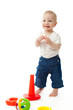 Little boy playing with his toys