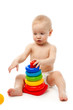Little boy playing with his toys
