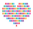 heart with people background, abstract vector illustration