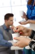 Having coffee in office