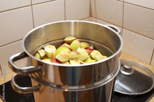 Photo: Dampfentsafter steht auf dem Herd Dampfentsafter steht auf dem Herd