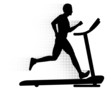Vector: Man running on a treadmill with halftone motion trail Man running on a treadmill with halftone motion trail