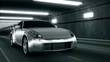Racing Car in tunnel. Seamless loop animation.