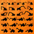 Excavator detailed editable silhouettes illustration collection