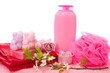 Bathing accessories, isolated.