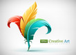 creative art concept with color red yellow and blue feathers. creative art concept with color red yellow and blue feathers.