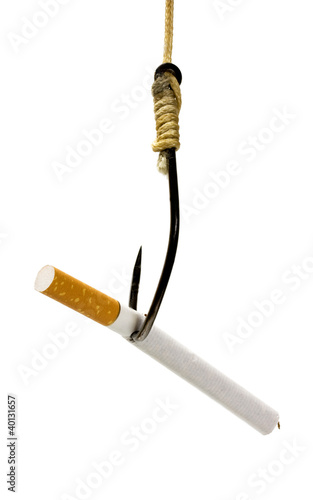 Photo: cigarette in fishhook concept cigarette in fishhook concept