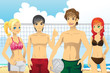 Young people playing volleyball