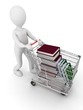 man drives the complete cart of supermarket books man drives the complete cart of supermarket books