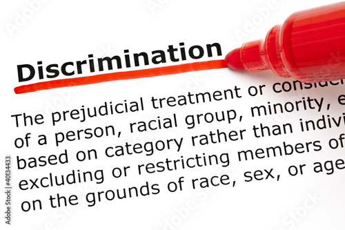 Foto: Discrimination underlined with red marker Discrimination underlined with red marker