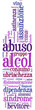 alcolismo - tagcloud a forma di bottiglia