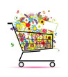 Floral bouquet in shopping cart for your design