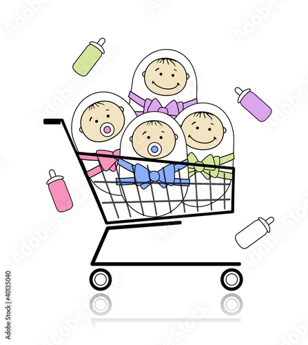 Vector: Children in basket Children in basket