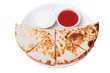 Four wedges sincronizada on a white plate