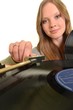 femme avec gramophone