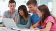 Video: Smiling students using a laptop together Smiling students using a laptop together