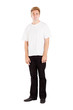 casual young man full length portrait isolated on white