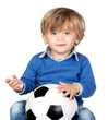 Beautiful baby with a soccer ball