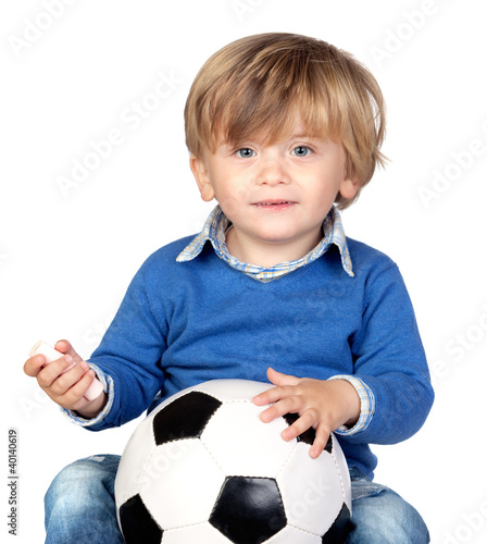 Photo: Beautiful baby with a soccer ball Beautiful baby with a soccer ball
