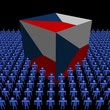 Czech flag cube surrounded by people illustration Czech flag cube surrounded by people illustration
