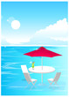 Beach Umbrella and Chairs