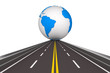 Road round globe on white background. Isolated 3D image Road round globe on white background. Isolated 3D image