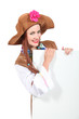 Portrait of woman with brown hat