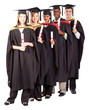 group of graduates full length portrait on white