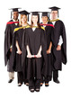 group of diverse graduates full length portrait on white