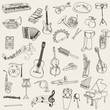 Set of Music Instruments - hand drawn in vector