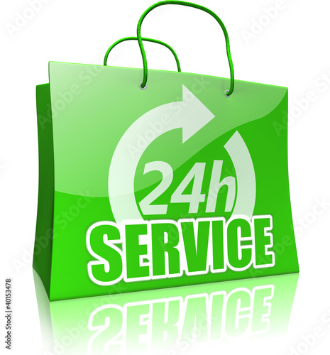 Illustration: Einkaufstasche 24-Sunden-Service, grün Einkaufstasche 24-Sunden-Service, grün