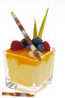 Vanillecreme mit Mangosoße und frischen Früchten