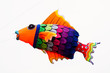 Colorful kites on white background.