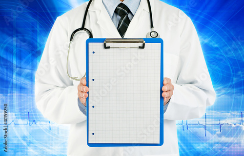 Photo: physician holding graph paper physician holding graph paper
