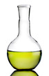 Laboratory bottle with yellow liquid inside (with clipping path)
