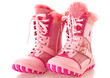 Children's pink boots,  isolated.