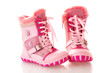 Children's pink boots,  isolated.