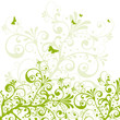 Floral, Frühling, grün, Pflanze, abstrakt, Schmetterlinge, Swirl