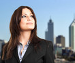 Businesswoman looking up
