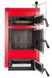 A residential furnace, burns firewood or coal and makes warm air