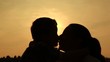 mother loving son silhouette