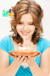 lovely housewife with cake and candle lovely housewife with cake and candle