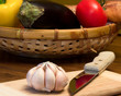Cutting Garlic and Garden Vegetables