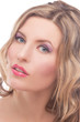 passionate blonde woman with bright makeup