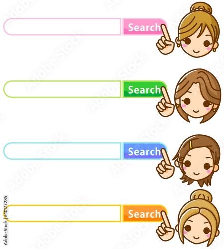 Illustration: 検索窓 女性 検索窓 女性