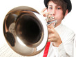 Portrait of a young man playing his Trumpet
