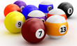 Colorful pool balls over white