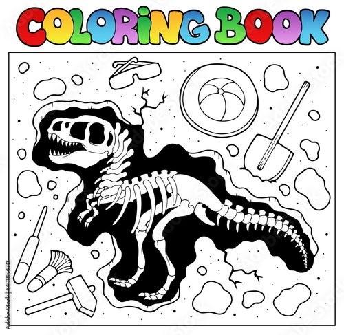 Vector: Coloring book with excavation site Coloring book with excavation site
