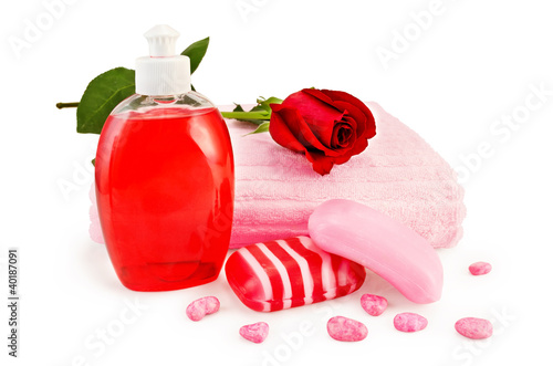 Photo: Soap different with towel and rose Soap different with towel and rose